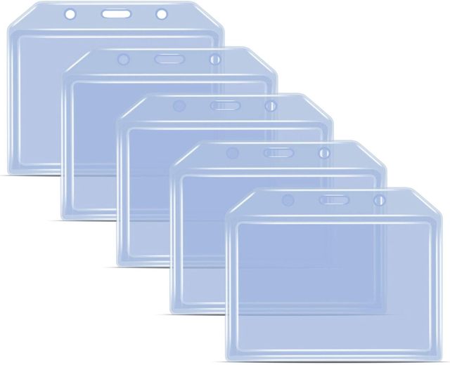 Soft Plastic ID Holder Clear Transparent Plastic ID Card Name Badge Holder, PVC Vertical Sleeve Pouch with Waterproof