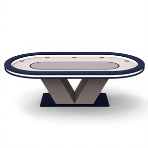 Table de poker Texas Hold'em de luxe avec LED, pieds en bois massif écologiques, table de jeu filaire pour casino et club - Product Image 4