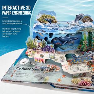 Livre <span class=keywords><strong>pop</strong></span>-up sonore 3D personnalisé, livre interactif pour enfants, imprimé en quadrichromie CMYK, thème océan pour enfants - Product Image 2