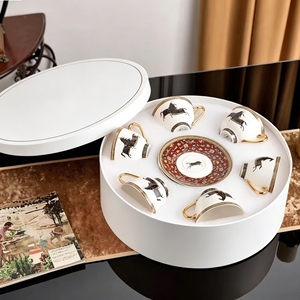 Factory Wholesale Modern Luxury Afternoon <b>Tea</b> 6-Piece Ceramic Coffee Cup and Saucer with Gift <b>Box</b> - Product Image 5