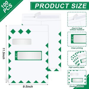 ซองจดหมายแบบมีหน้าต่างสองชั้น ปิดผนึกด้วยกาวในตัว สำหรับสำนักงาน ธุรกิจ ขนาด A3 ซองกระดาษแข็งมีหน้าต่าง - Product Image 2