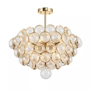 Lámpara decorativa de hierro con colgante de bola de cristal de estilo nórdico para el hogar, Villa u hotel, disponible en tamaño medio - Product Image 6