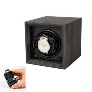 Automatische mechanische horlogewinder met ebbenhouten patroon, houten digitale display en nieuw design kussen. - Product Image 1