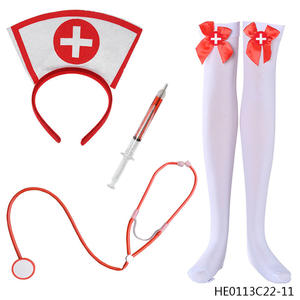 Cosly properti Suster lucu untuk Halloween, perlengkapan bermain peran pola macan tutul rajut bersirkulasi udara - Product Image 2