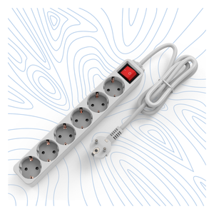 รองรับการผลิตแบบ OEM ปลั๊กพ่วง 6 ช่อง แบบ EU พร้อมระบบป้องกันไฟกระชาก - Product Image 1