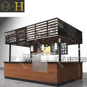 Beste Massivholz Mall Kaffee Kiosk Design Saft Bar Bubble Tea Kiosk Kaffee Theke Kiosk für Einkaufs zentrum