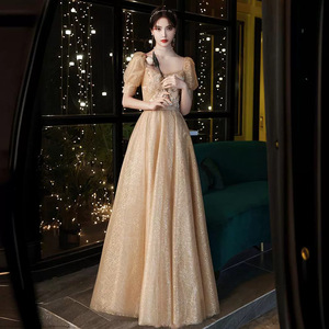 Champagne Gold Chiffon Embroidery Ball Gown Wedding Dress Sweetheart Neckline Empire Waist Floor Length for Petite Women - Product Image 4