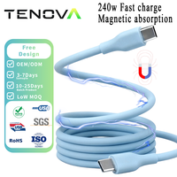 Câble USB-C magnétique universel en silicone auto-enroulant Tenova Factory Wholesaler, plat, 5A, charge rapide, fil de cuivre étamé souple, compatible iOS
