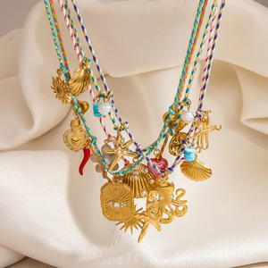 Collier en acier inoxydable avec pendentif étoile de mer et coquillage, chaîne de clavicule en or 18 carats pour femme, bijoux de fête - Product Image 3