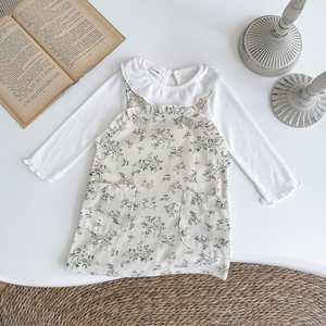 <span class=keywords><strong>Abbigliamento</strong></span> <span class=keywords><strong>neonato</strong></span> uomo bambino autunno ragazza abito con stampa floreale arruffato + <span class=keywords><strong>abbigliamento</strong></span> bianco a maniche lunghe 2 pezzi/set - Product Image 1