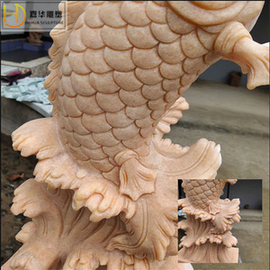 Fontaine d'extérieur sculptée en pierre de Jiahua en forme de carpe, décoration de jardin - Product Image 5