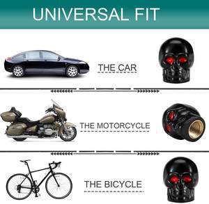 Bouchons de valve de pneus de camion, moto, vélo, voiture, style crâne noir, antirouille, avec noyau en cuivre - Product Image 4