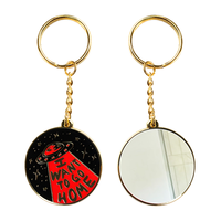 Porte-clés en métal personnalisé, forme irrégulière, texte imprimé, dos en verre miroir, émail moulé sous pression, cadeau promotionnel souvenir, logo OEM, vente en gros