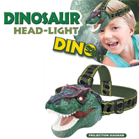Projecteur de frontale dinosaure Topcom pour enfants, étanche IP54, rechargeable, LED portable, bandeau réglable, léger, pour le camping