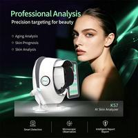 Système professionnel d'analyse de la peau du visage par IA avec tablette scanner ronde, écran tactile 15,6 pouces et sonde portable pour équipement de test