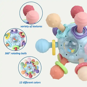 Jouet de dentition sensoriel sans BPA pour bébé, balle de dentition <span class=keywords><strong>Montessori</strong></span>, hochet à mâcher, jouets de dentition pour bébé - Product Image 4