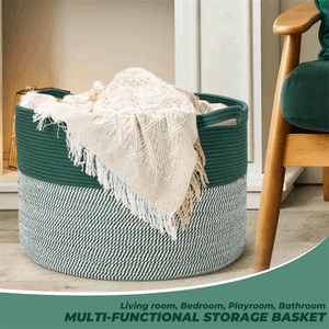 Cesta de Almacenamiento Extra Grande de Cuerda de Algodón, Cesta <span class=keywords><strong>para</strong></span> Juguetes de Bebés y Perros con Asas <span class=keywords><strong>para</strong></span> Lavandería y Baño - Product Image 3