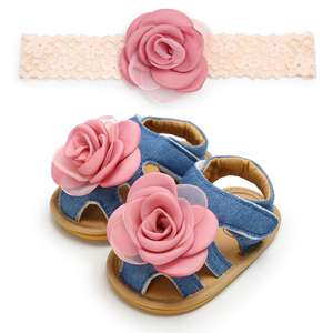 <span class=keywords><strong>Sandali</strong></span> da bambina con suola morbida in gomma colorata con fiore in pelle PU di spedizione rapida con fascia per capelli - Product Image 6