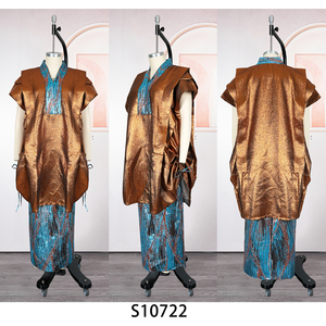 H&D S10722 Ensemble <span class=keywords><strong>Jupe</strong></span> Africaine Boubou de Haute Qualité en Polyester, Ensemble Deux Pièces Tendance Dashiki pour Femme - Product Image 4