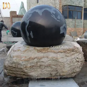 Garten dekoration im Freien Hand geschnitzter Naturstein Rolling Marble Ball Fountain
