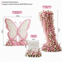 Décoration florale artificielle avec des fleurs de rose rose mélangées pour mariage, anniversaire, fête, arrangement de fleurs simulées, ornement