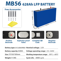 Nouvelle cellule de batterie LiFePO4 de qualité supérieure EV E MB56 628Ah 3.2V 8000 cycles grande capacité pour le stockage d'énergie solaire DIY 12V/24V/48V