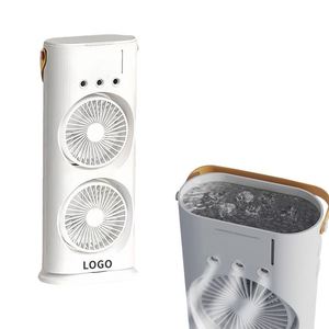 Hot Selling Mist Portable Usb Rechargeable Water Tank Led Lights Two <b>Head</b> <b>Fan</b> for Home Office Outdoor - Product Image 1