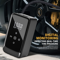 Mini-compresseur d'air portable sans fil 3900 mAh à double alimentation avec démarrage/arrêt automatique, batterie externe, lumière LED et écran LCD 60W pour voiture