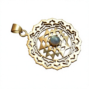 Nouveaux colliers en laiton de forme circulaire bohème à la mode avec pierres naturelles dorées pour femmes, cadeau de bijoux - Product Image 1