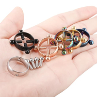 1 pièce Anneau de téton réglable en acier inoxydable étanche pour femme, sans perçage, avec strass en cristal, bijoux punk