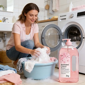 Deterjen Cair Ansmann Cherry Blossom 2kg Lembut untuk Kulit Sensitif Pembersih Noda Mendalam Aroma Tahan Lama Mudah Dibilas - Product Image 2