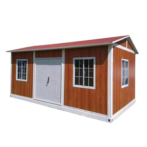 Caseta de Guardia Rústica de Madera con Techo Azul y Paneles Naranjas, Forma Rectangular para Uso de Vigilancia - Product Image 4