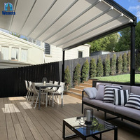 Pergola extérieure entièrement automatique, auvent rétractable avec éclairage LED pour patio et restaurant