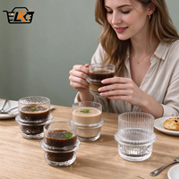 Verre à whisky texturé personnalisé avec logo, style vintage côtelé, base lourde, pour café, bar, maison – Vente directe usine
