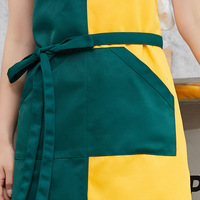 Tablier personnalisé en sergé polyester-coton avec logo, design multi-panneaux, style coréen, sans manches, color-block, résistant à l'huile