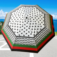 Vente chaude Palestine Kuffiyeh Parapluie, Drapeau De Pays Pas Cher 21 pouces Parapluie Pliant Enfants Parapluie, Parapluie De Douane