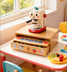 Base para <span class=keywords><strong>Cafetera</strong></span> de Bambú Directo de Fábrica con Cajón para Cápsulas para Encimera de Cocina - Product Image 3