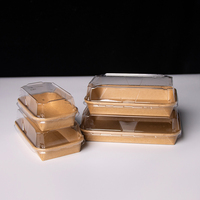 Boîte à sushi de luxe jetable en papier kraft avec couvercle transparent en PET pour la restauration fine, vente en gros, OEM