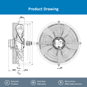 Ventilador Axial de Refrigeración para Condensador ebmpapst S4D500-AM03-02 400V CA S4D500-CM03-09 500mm 680W 5765m3/h 1300RPM IP54 con Rodamiento de Bolas - Product Image 4