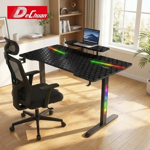 โต๊ะคอมพิวเตอร์สำหรับเล่นเกมพร้อมขาตั้งจอภาพ ไฟ RGB คู่ ใช้พลังงานจาก <span class=keywords><strong>USB</strong></span> มี 3 ขนาด - Product Image 1