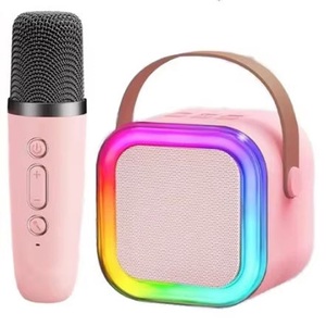 Altavoz de karaoke portátil con micrófono, Bluetooth 5,0, luz LED RGB, altavoz inalámbrico rosa para fiestas de canto - Product Image 1