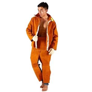 Vêtements de travail de soudage électrique résistants à la chaleur pour hommes en cuir de vache véritable - Product Image 1