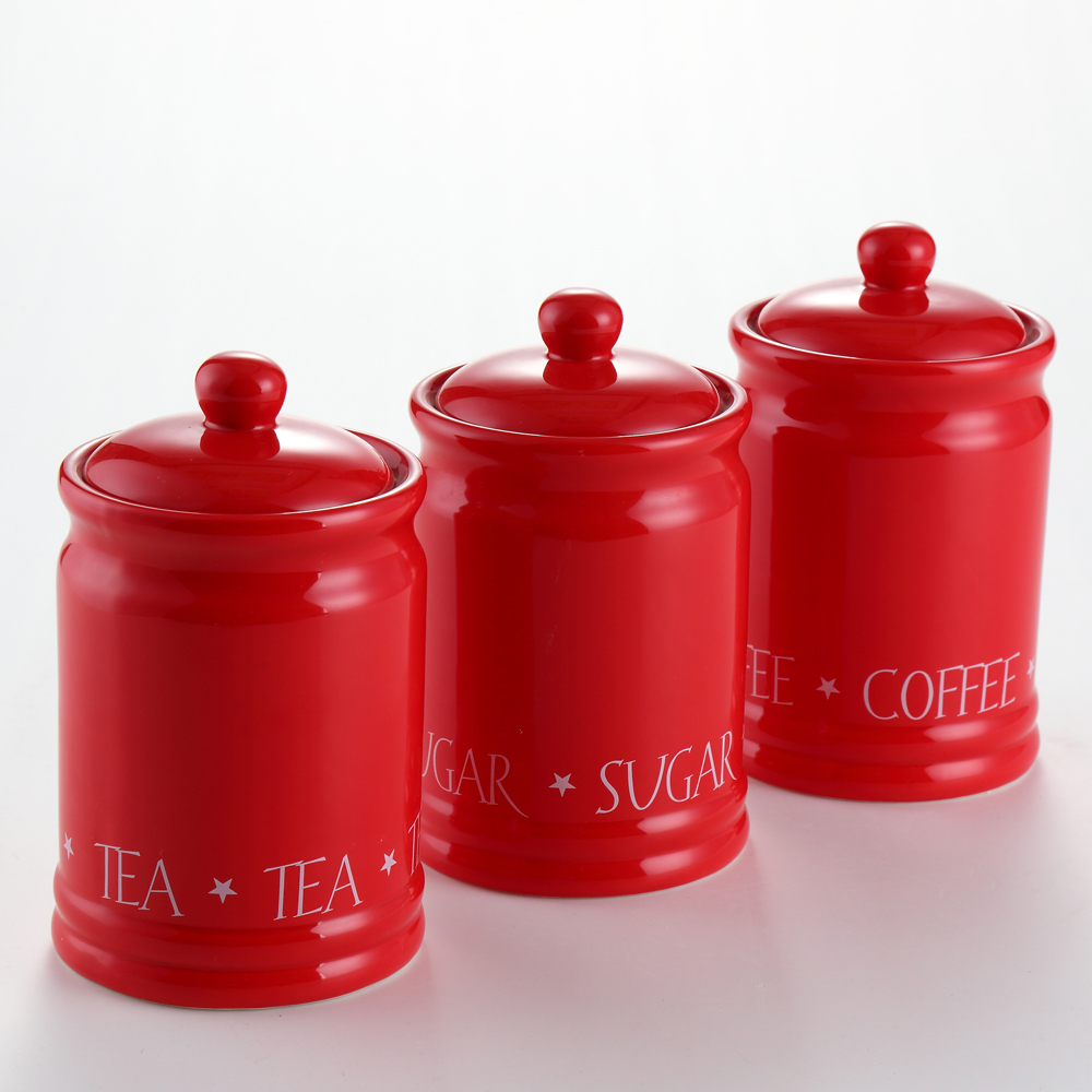 3pcs rot keramik tee kaffee zucker kanister set für büro