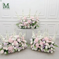 MILE Chemin de table en soie élégant avec roses artificielles mélangées rose, violet et blanc pur de 80 cm pour allées de mariage, fêtes et événements