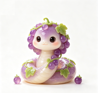 Figurine de dessin animé mignonne en forme de serpent de raisin en PVC ABS injecté, jouet de collection en boîte mystère, usine OEM