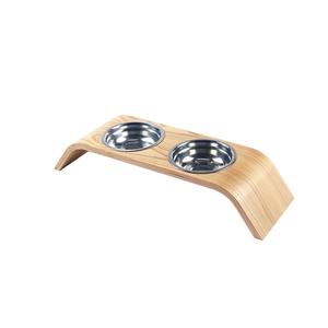 Yüksek kaliteli küçük boyutu 5L paslanmaz çelik hayvan mama kasesi kolay temiz ahşap yükseltilmiş kedi köpek su kutusu seramik plastik PC hayvanlar - Product Image 1