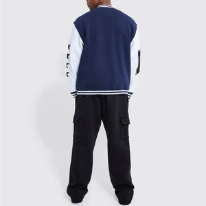 Blouson Bomber Varsity en Toile à Col Montant, Style Streetwear, Personnalisé avec Lettres de Basketball, Grande Taille, Haute Qualité, Hiver, Vente en Gros - Product Image 2