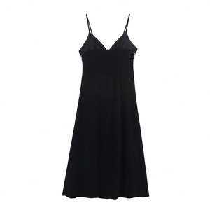 Black Floral Embroidery Summer Midi Dress Women <b>Spaghetti</b> <b>Strap</b> Natural Breathable Hollow Back OEM Service Available A-Line - Product Image 2