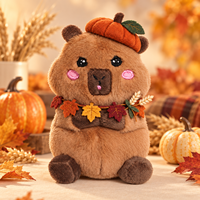 Nouvel Arrivage Personnalisé : Peluche Capybara avec Chapeau Citrouille, Thème Récolte d'Automne et Thanksgiving, en Polyester Doux et Résistant, pour Décoration de Table
