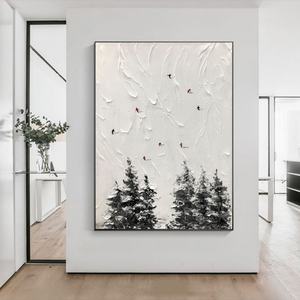 Peinture à l'huile abstraite artisanale, peinte à la main, encadrée, art mural pour la décoration d'appartements et d'hôtels contemporains - Product Image 1